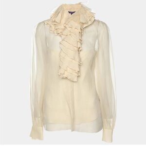 $1998 NWT Ralph Lauren Collection beige silk blouse 10